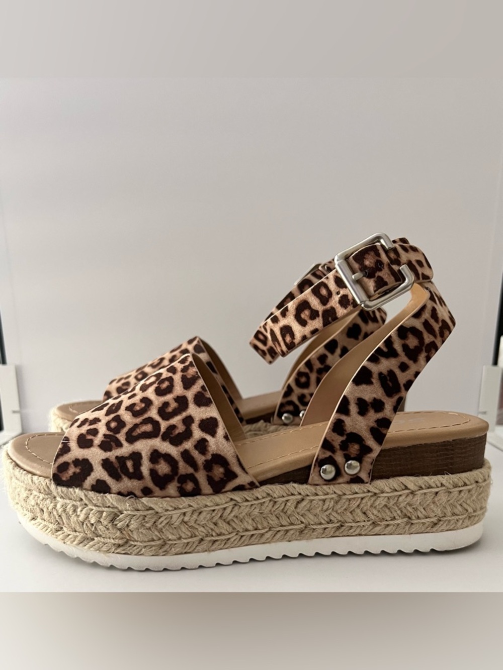 Soda Leopard Print Espadrille Platform Sandal - Brown